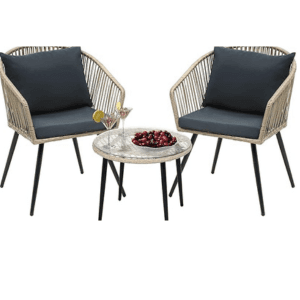 3 Piece Outdoor Patio Furniture Wicker Bistro Set